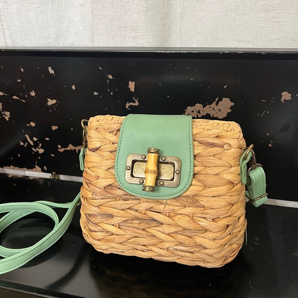 Handbags - Sun & Sand Straw Weave Crossbody with Bamboo Latch